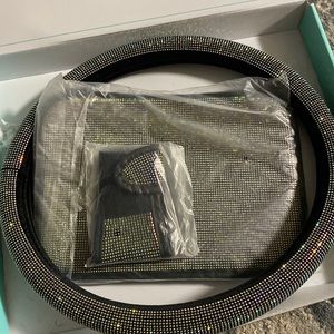 Bling Car Accessories For Women, White Bling Car Decor Set 3 Pack